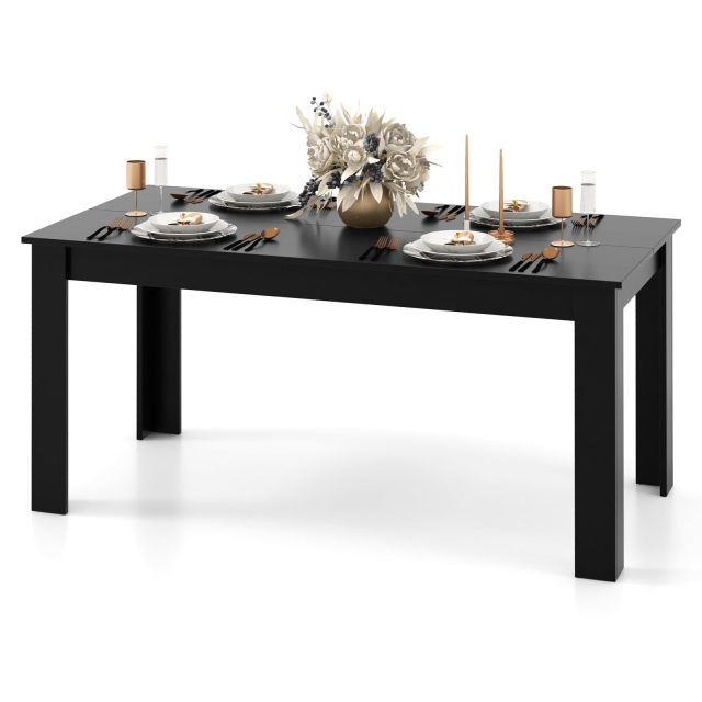KOMFOTT Black Dining Table for 6, Wood Rectangular Table