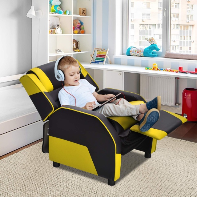 KOMFOTT Adjustable Kids Gaming Recliner Chair with Footrest, Headrest & Lumbar Support