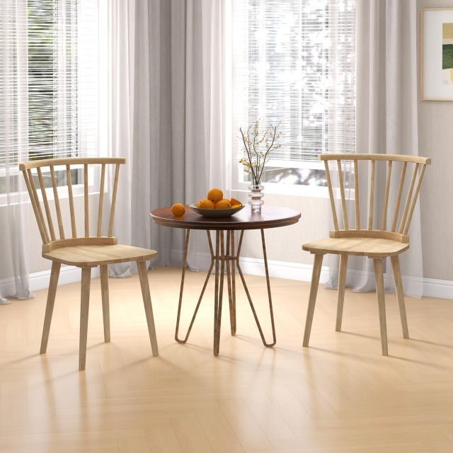 KOMFOTT Wood Dining Chairs Set of 2/4, Windsor Dining Chairs with High Spindle Back