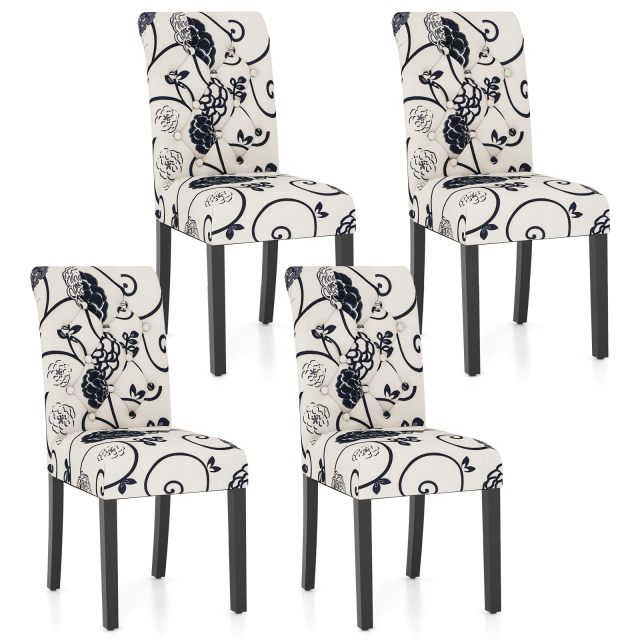 KOMFOTT Upholstered Accent Dining Chairs Set of 2/4 with Adjustable Anti-Slip Foot Pads, High Back, Sturdy Wood Legs