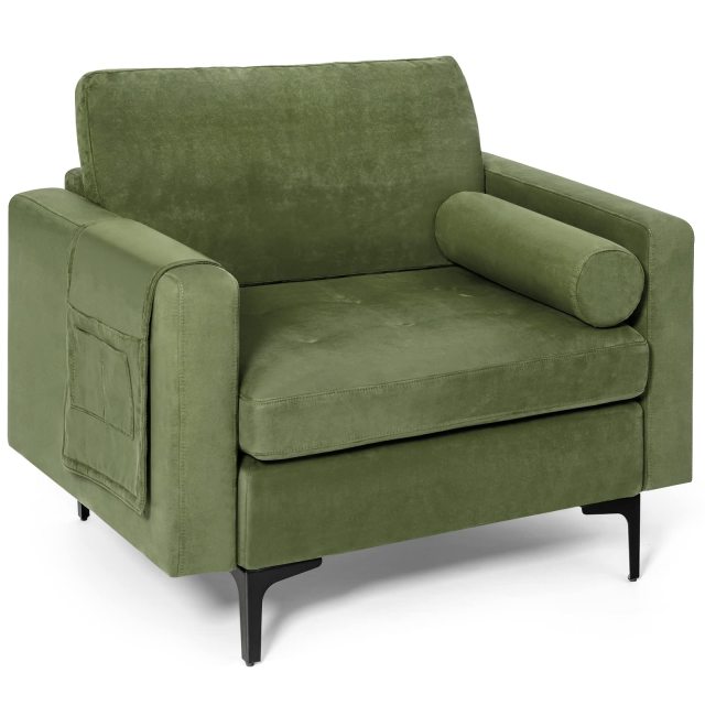 KOMFOTT Modern Accent Sofa w/Comfy Cushion Bolster for Bedroom Reception Room
