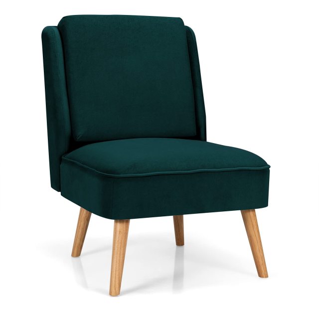 KOMFOTT Velvet Accent Chair, Comfy Single Sofa Chair w/Rubber Wood Legs, Modern Upholstered Leisure Living Room Chair