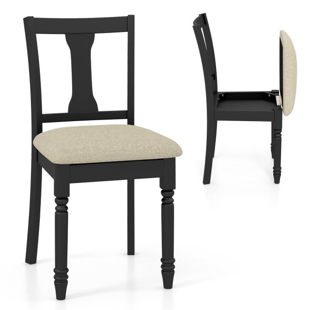 KOMFOTT Wood Dining Chairs Set of 2/4 with Flip-up Storage Seat