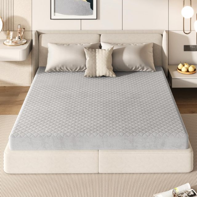 KOMFOTT Mattress Topper Cover, Soft Velvet Mattress Protector with Deep Pockets, Elastic Sides & Anti-Slip Bottom