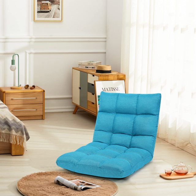 KOMFOTT Folding Gaming Floor Chair,Adjustable 14-Position Floor Sofa with Back Support