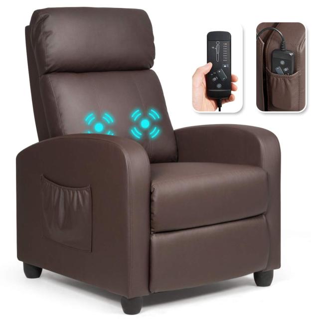 KOMFOTT Recliner Chair for Living Room, Recliner Sofa Wingback Chair w/Massage Function
