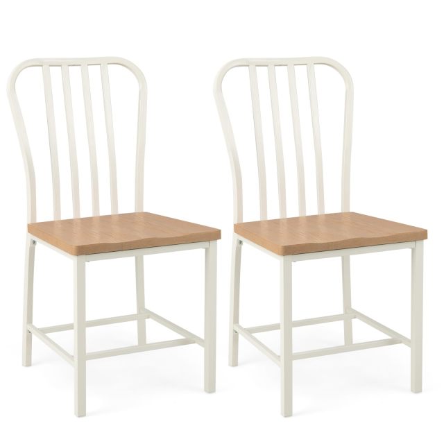 KOMFOTT Dining Chairs Set of 2/4 with Slat Back, Solid Metal Frame