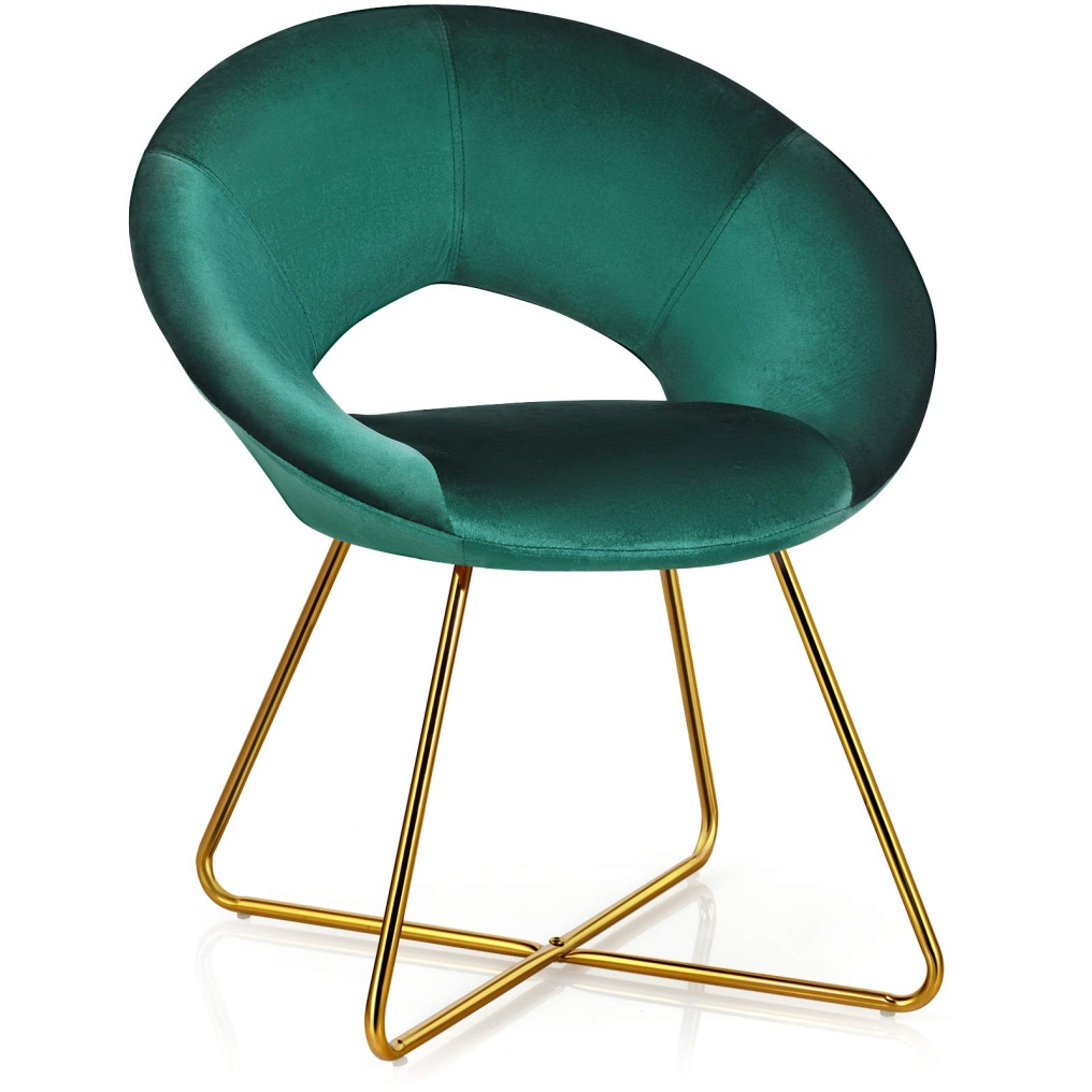 KOMFOTT Modern Comfy Cute Upholstered Vanity Desk Chair w/Metal Legs