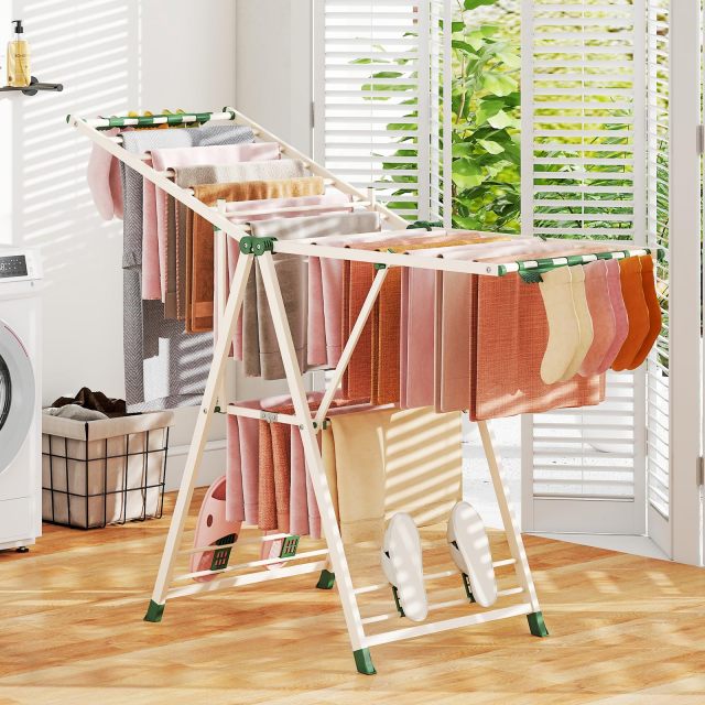 Foldable 2-Level Clothes Drying Rack for Indoor & Outdoor ( 64"L x 22”W x 39"-62"H )