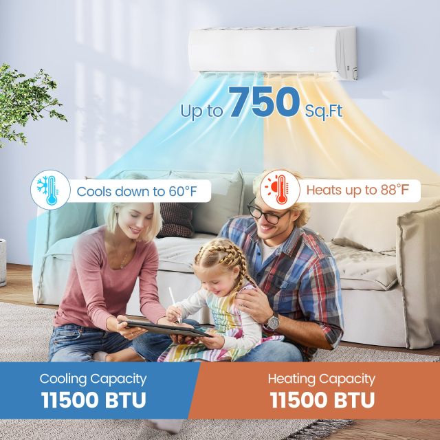 11500/17000/23000 BTU Mini Split Air Conditioner w/Installation Kit