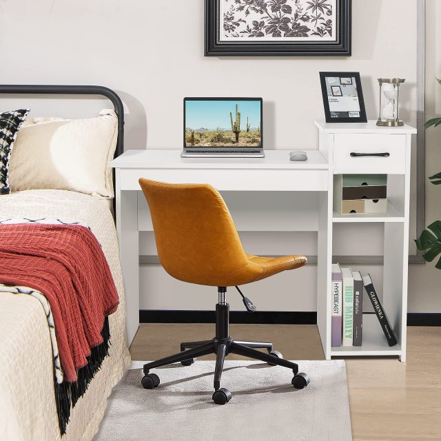 Computer Desk 40 inch Laptop PC Gaming Table with Drawer Monitor Stand & Storage Shelf