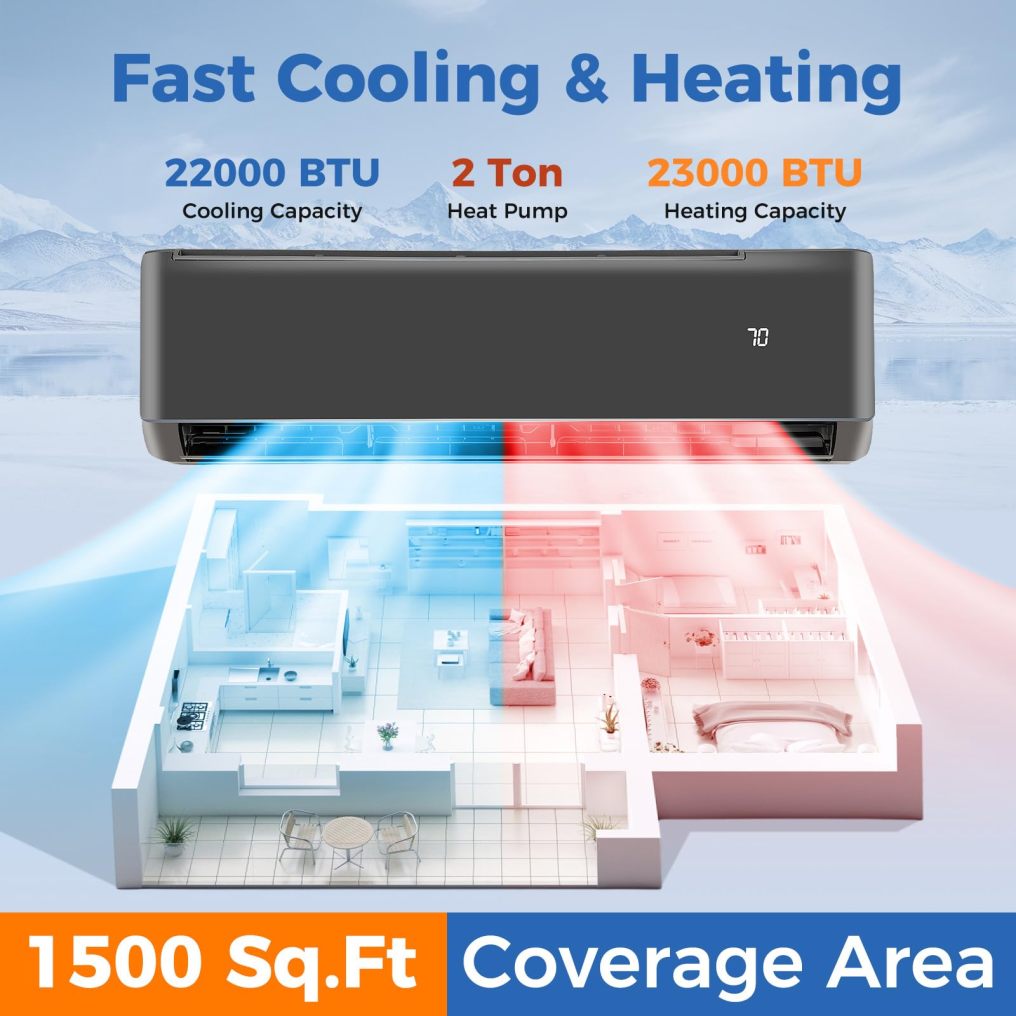 ARLIME 24000 BTU Wifi Enabled Mini Split Air Conditioner, 21 SEER2 208-230V Ductless Inverter AC