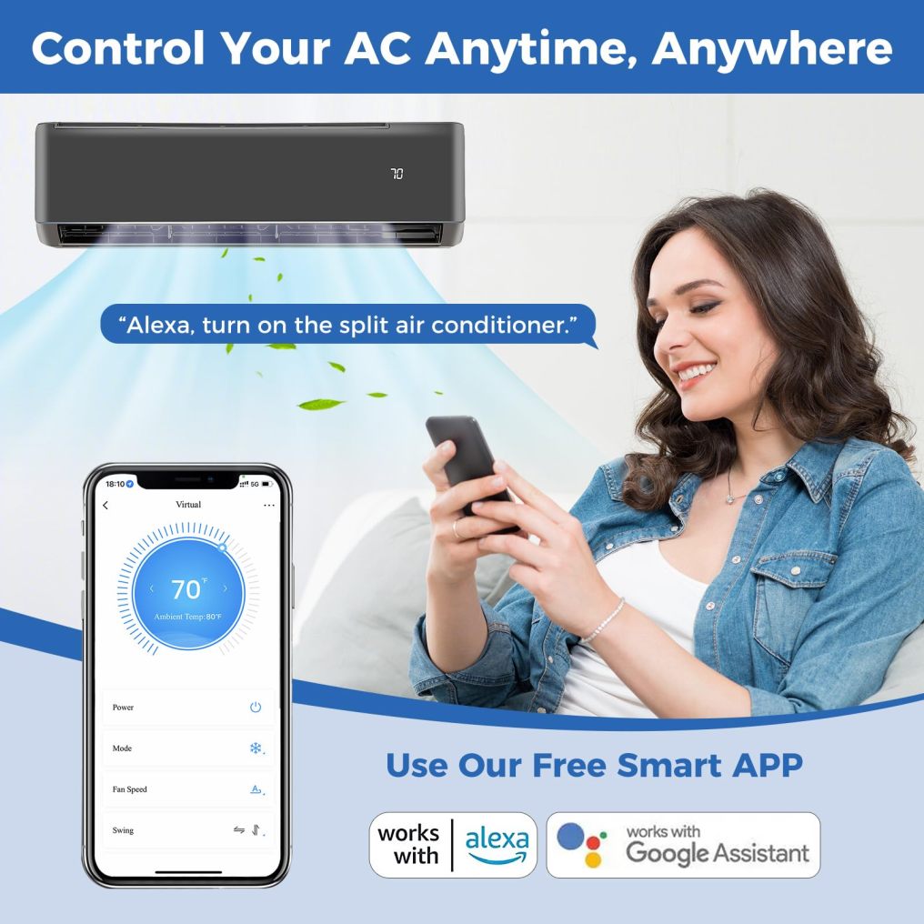 ARLIME 24000 BTU Wifi Enabled Mini Split Air Conditioner, 21 SEER2 208-230V Ductless Inverter AC