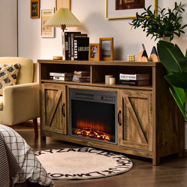 ARLIME 18"/ 25"/ 28" Electric Fireplace Inserts, 1500W Freestanding & Recessed Fireplace