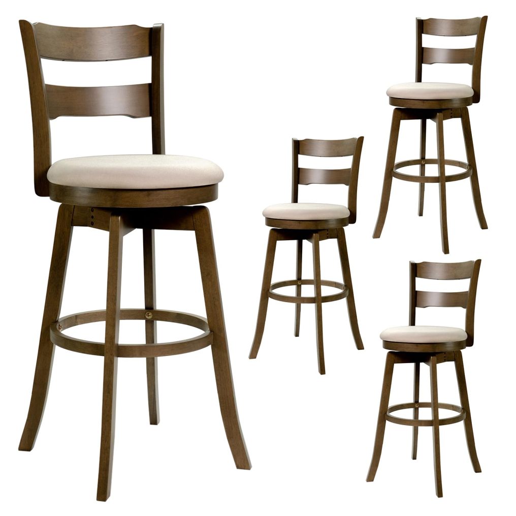 30.5”/25” Swivel Counter Barstools Set of 2/4 360° Rotating Counter Rubber Wood High Top Seats