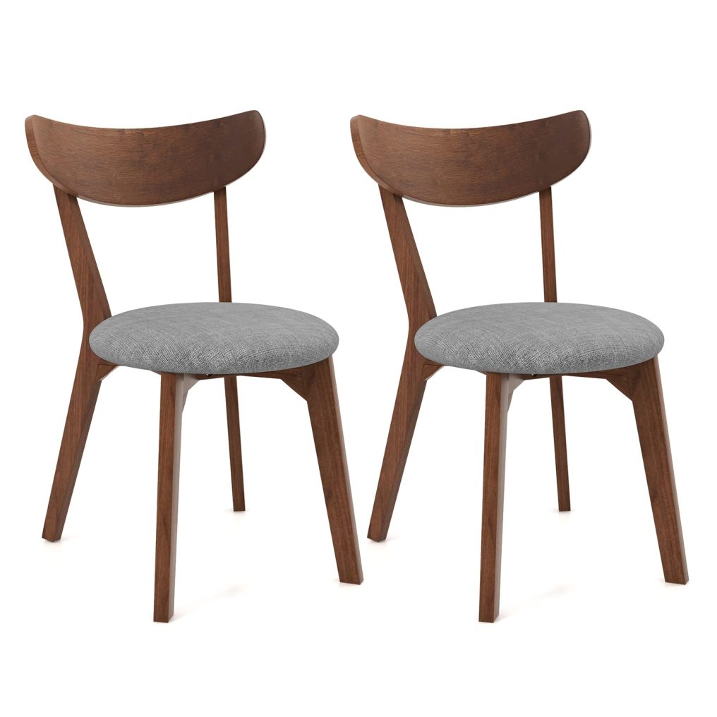 Mid Century Modern Kitchen & Dining Chairs with Curved Back and Cushioned Seat