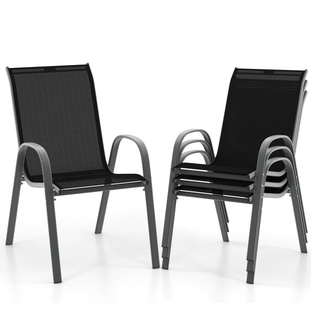 Patio Dining Chairs Set of 2/4 Stackable Outdoor Chairs