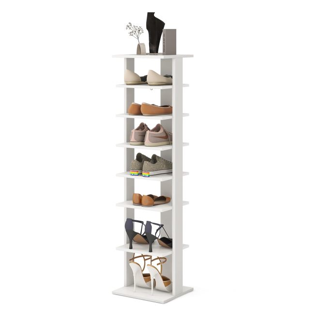 8-Tier Vertical Shoe Rack Tall Narrow Shoe Storage Organizer with Removable Shelf for Boots