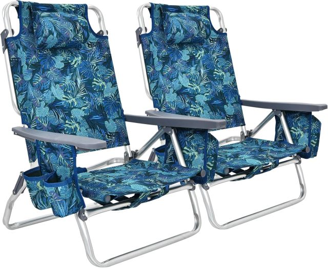 Backpack Beach Chairs 2/4-Pack Portable Camping Chairs with Cup Holder