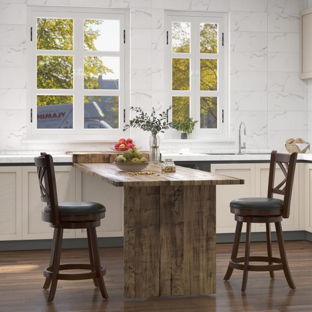 Bar Stool Set of 2/4 for Kitchen Island Swivel Upholstered Counter Height Barstools（24“/29”））