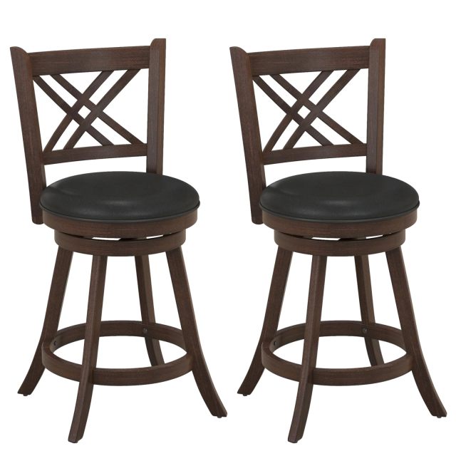 Bar Stool Set of 2/4 for Kitchen Island Swivel Upholstered Counter Height Barstools（24“/29”））