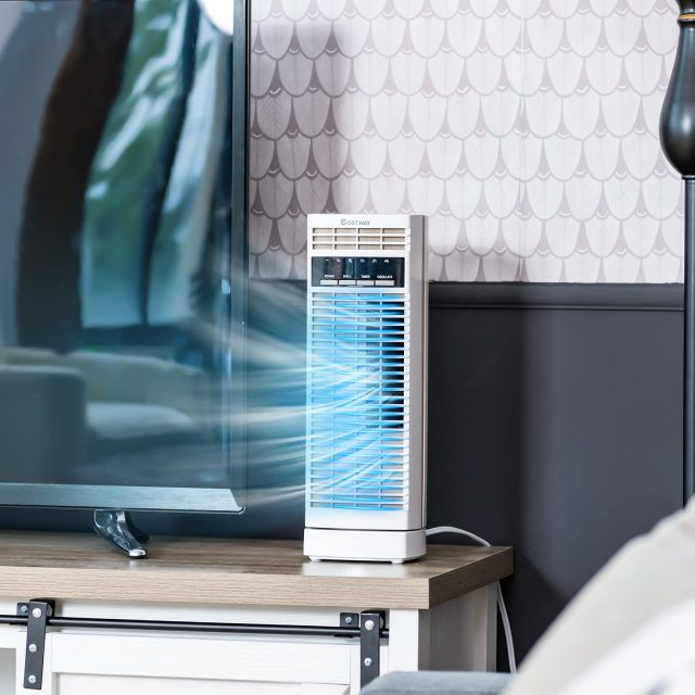 Tower Fan 14 Inches Portable Oscillating Desk Fan with 3 Speeds