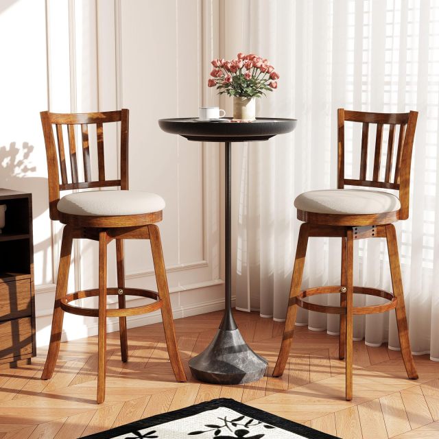 COSTWAY 30.5” Barstools Set of 2/4 360° Rotating Bar Height Chairs(30.5”)