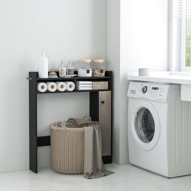 Over The Toilet Storage Cabinet with Single Door Cabinet & Open Shelves