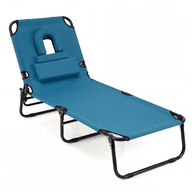 Tanning Chair with Face Hole Pillows & Adjustable Backrest(1/2)