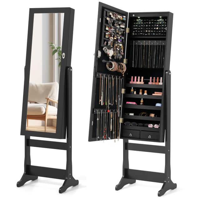 57.5" Jewelry Armoire with Full Length Mirror