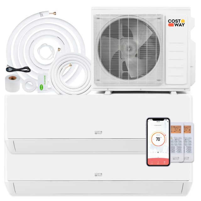 18k Dual 2 Zone Mini Split Air Conditioner | 9000 BTU+9000 BTU 24 SEER2 208/230V Inverter AC