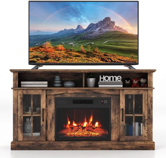 Fireplace TV Stand for TVs Up to 65 Inch, 23 Inches Electric Fireplace with Remote Control