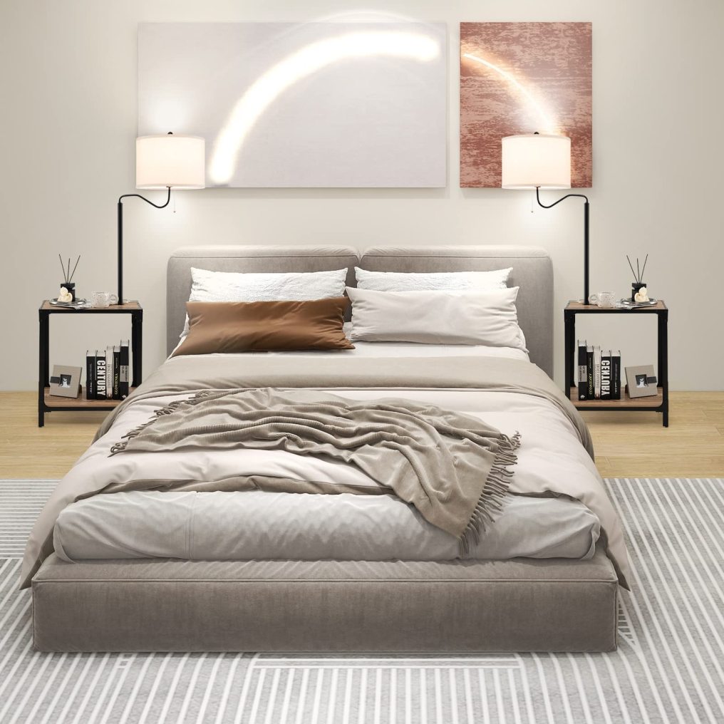 ARLIME Floor Lamp with End Table and USB Charging Ports