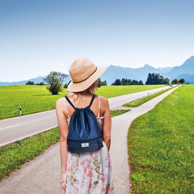 Drawstring Backpack Folding Sports Gym Sackpack with Zipper Pockets