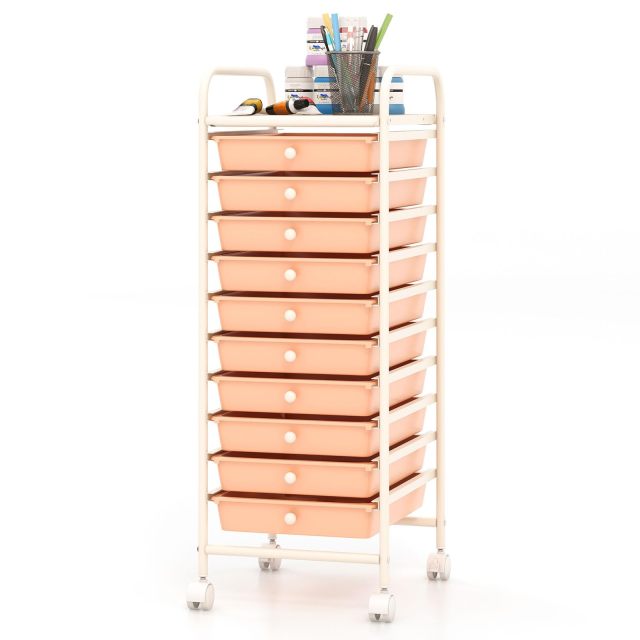 ARLIME 10-Drawer Storage Cart, 10 Drawer Trolley, Rolling Organizer Cart