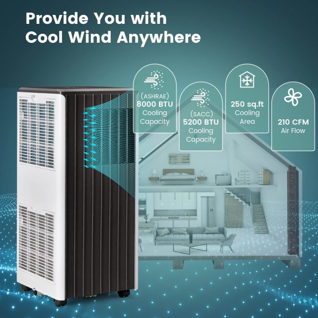 ARLIME 8000 BTU Portable Air Conditioner 3-in-1 AC Unit with Dehumidifier & Smart Sleep Mode