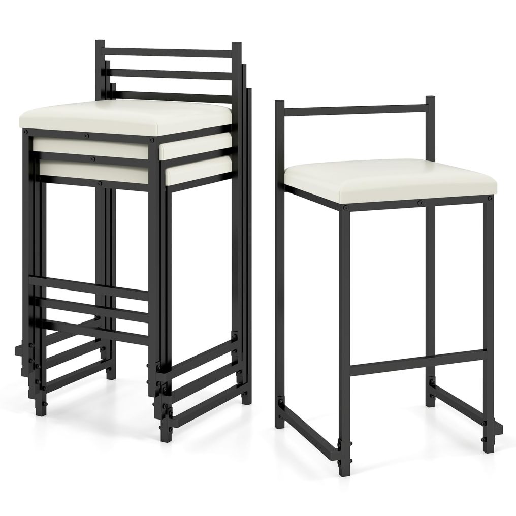 Barstools Set of 2/4 Stackable Counter Height Bar Chairs