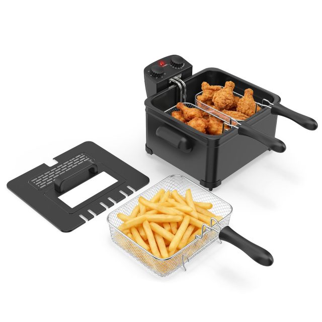 5 Liter Deep Fryer with Basket | 1700W Electric Oil Fryer with Lid  with Viewing Window