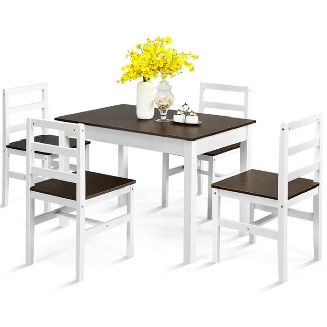 5 Pieces Wooden Kitchen Table Set for 4