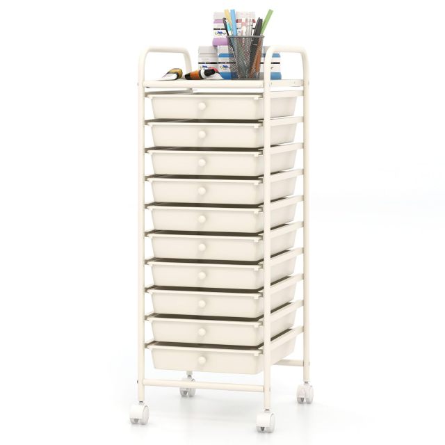 ARLIME 10-Drawer Storage Cart, 10 Drawer Trolley, Rolling Organizer Cart