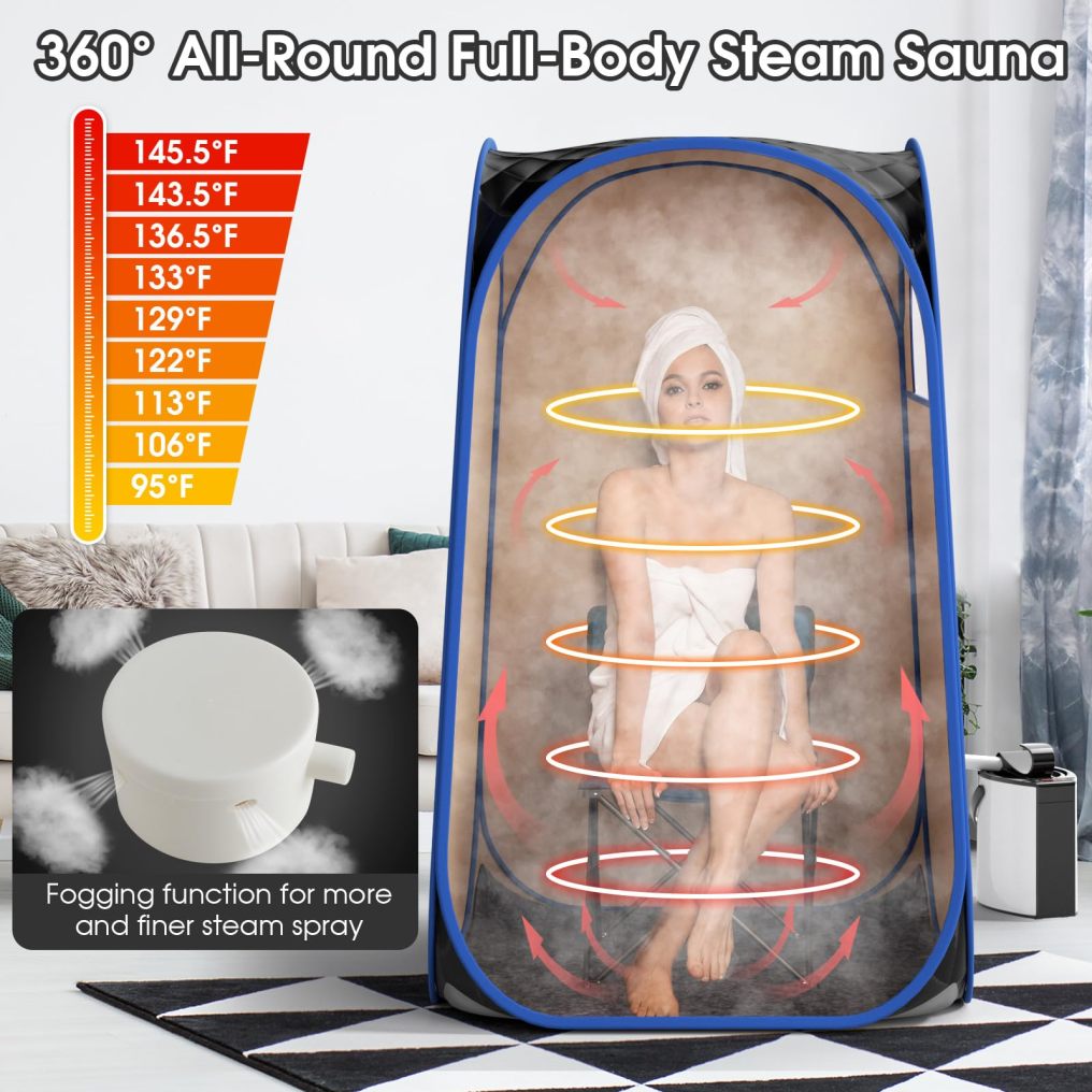 Portable Sauna Full-Body Personal Sauna Tent w/ 800W 3L Steam Generator