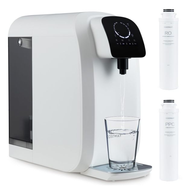 Countertop Reverse Osmosis Water Filter | 5-Stage RO + PPC Water Filtration System with UV Light-White