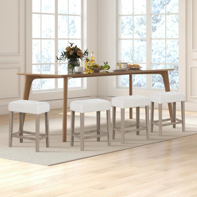 Counter Height Bar Stools Set Modern Sherpa Fabric Counter Stools with Rubber Wood Legs