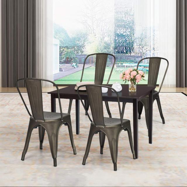 18 Inch Dining Chair Set of 4 with Detachable High Backrest for Home