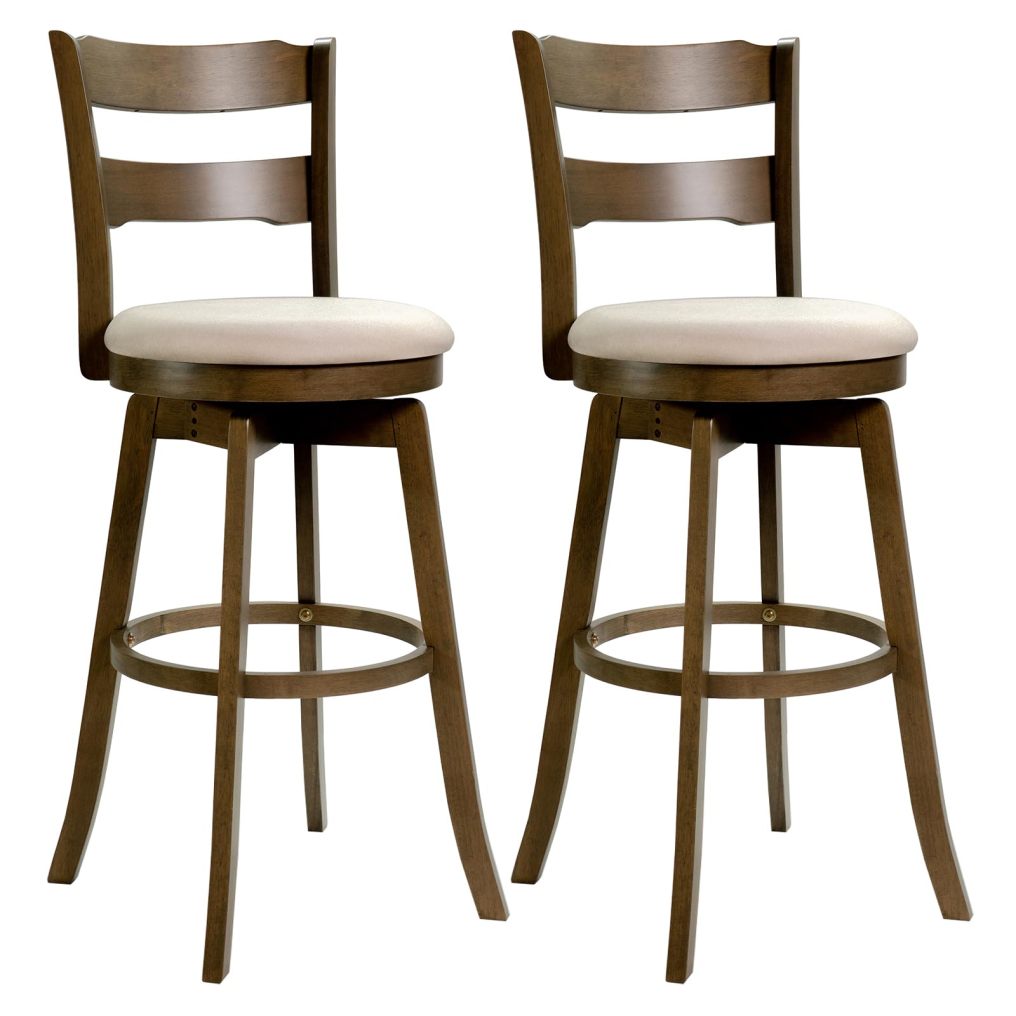 30.5”/25” Swivel Counter Barstools Set of 2/4 360° Rotating Counter Rubber Wood High Top Seats
