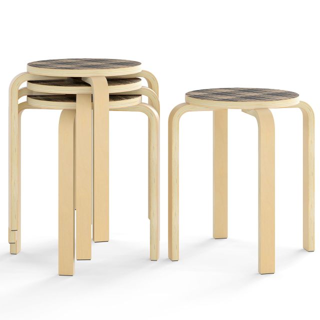 18-Inch Height Stackable Bentwood Stools with Round Top