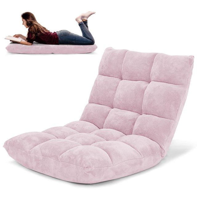 14-Position Floor Sofa, Folding Gaming Sofa Chair, Angle Adjustable Sleeper Bed, Couch Recliner