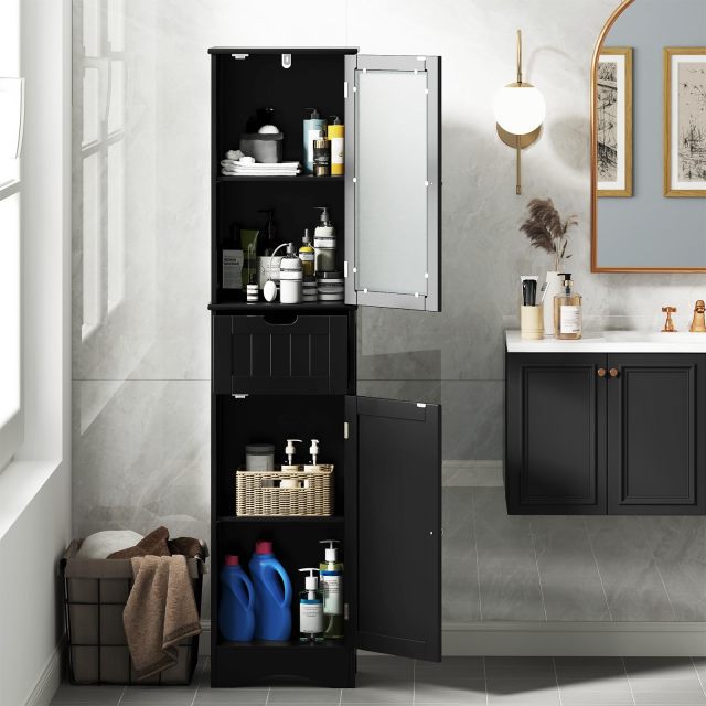 67” Tall Bathroom Storage Cabine with 2 Doors & 1 Drawer 3-Level Adjustable Shelves