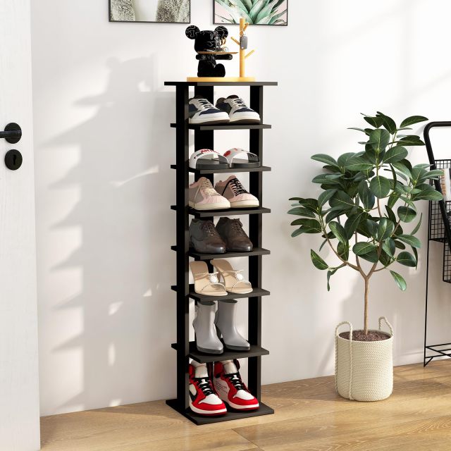 8-Tier Vertical Shoe Rack Tall Narrow Shoe Storage Organizer with Removable Shelf for Boots