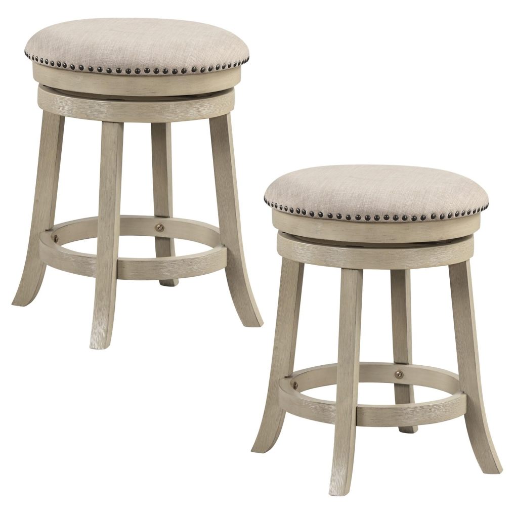 360° Swivel Bar Stools Set of 2/4 24/26.5-inch Height Upholstered Round Barstools